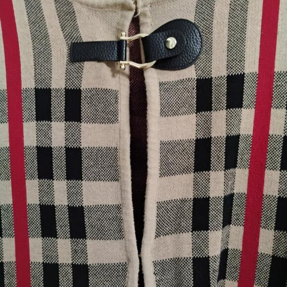 Kasper Plaid Cardigan Duster with Buckle Neck Closure Size 1X - Picture 4 of 8